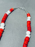 Vibrant Native American Navajo Coral Sterling Silver Necklace Signed Rose Singer-Nativo Arts