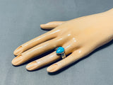 Fabulous Vintage Native American Navajo Blue Diamond Turquoise Sterling Silver Ring-Nativo Arts