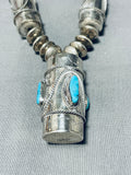 Ceremony Drum Vintage Native American Navajo Turquoise Sterling Silver Necklace-Nativo Arts