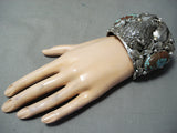 237 Gram Native American #8 Turquoise Sterling Silver Buffalo Bracelet-Nativo Arts