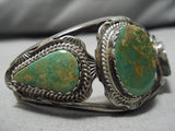 Museum Vintage Native American Navajo Green Turquoise Sterling Silver Bracelet Old-Nativo Arts