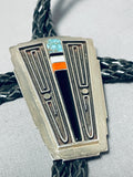 Important Vintage Native American Navajo Turquoise Sterling Silver Maze Bolo Tie-Nativo Arts
