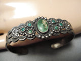 Early 1900's Vintage Native American Navajo Cerrillos Turquoise Sterling Silver Bracelet Old-Nativo Arts