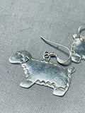 Wonderful Native American Navajo Sterling Silver Sheep Earrings Signed-Nativo Arts