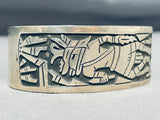 Fascinating Vintage Native American Navajo Sterling Silver Kachina Bracelet-Nativo Arts