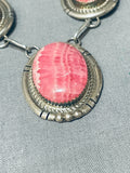 Eye Catching Vintage Native American Navajo Rhodochrosite Sterling Silver Necklace-Nativo Arts