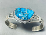 Vivid Native American Navajo Intense Turquoise Sterling Silver Bracelet Signed-Nativo Arts