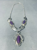 Important Vintage Native American Navajo Charoite Sterling Silver Necklace-Nativo Arts