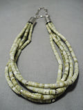 Fabulous Platero Vintage Native American Navajo Serpantine Sterling Silver Necklace-Nativo Arts