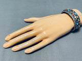 Lena Platero Vintage Native American Navajo Turquoise Multi Stone Sterling Silver Bracelet-Nativo Arts