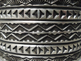Detailed Huge Heavy Vintage Native American Navajo Sterling Silver Wide Bracelet Cuff-Nativo Arts
