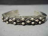 Ornamental Vintage Navajo Sterling Silver Bracelet Old Native American-Nativo Arts