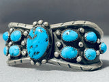 Milton Lasiloo Vintage Native American Zuni Morenci Turquoise Sterling Silver Bracelet-Nativo Arts