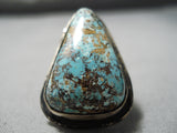 One Of The Best Vintage Native American Navajo Carlin Turquoise Sterling Silver Ring Old-Nativo Arts