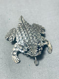 Fascinating Native American Navajo Signed Sterling Silver Toad Pin Pendant-Nativo Arts