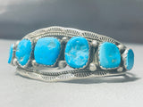 Large Wrist Vintage Native American Navajo Turquoise Sterling Silver Bracelet-Nativo Arts