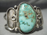 Museum Vintage Native American Navajo Cerrillos Turquoise Sterling Silver Flank Bracelet Old-Nativo Arts