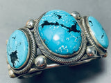 Superb Native American Navajo 3 Godber Turquoise Sterling Silver Huge Bracelet-Nativo Arts