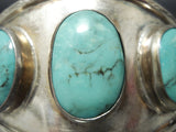 Incredible Vintage Native American Navajo Blue Diamond Turquoise Sterling Silver Bracelet-Nativo Arts