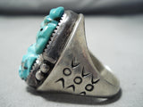 One Of The Best Vintage Zuni/ Native American Navajo Turquoise Fetish Sterling Silver Ring-Nativo Arts
