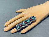 One Of The Tallest Native American Navajo Turquoise Coral Sterling Silver Ring-Nativo Arts