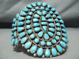 One Of Best Vintage Native American Navajo Blue Gem Turquoise Sterling Silver Cluster Bracelet-Nativo Arts