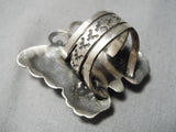Impressive Native American Navajo Royston Turquoise Sterling Silver Butterfly Ring-Nativo Arts