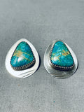 Native American Stunning Vintage Signed Apache Royston Turquoise Sterling Silver Earrings-Nativo Arts