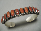 Native American Important Leo Feeney Coral Sterling Silver Bracelet Cuff Old-Nativo Arts