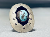 Very Rare Vintage Native American Navajo Bisbee Turquoise Sterling Silver Ring Old-Nativo Arts