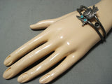 Early Rare Vintage Native American Navajo Owl Turquoise Sterling Silver Bracelet-Nativo Arts