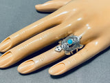 Fascinating Vintage Native American Navajo Sleeping Beauty Sterling Silver Turtle Ring-Nativo Arts
