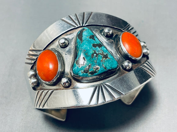 Native American Important Old Deposit Crow Springs Turquoise Sterling Silver Bracelet-Nativo Arts