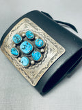 Traditional Vintage Native American Navajo Morenci Turquoise Sterling Silver Bowguard-Nativo Arts