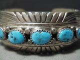 Detailed!! Vintage Native American Navajo Concho Sterling Silver Turquoise Bracelet-Nativo Arts