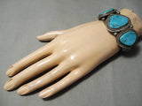 Museum Vintage Native American Navajo #8 Turquoise Sterling Silver Bracelet Old-Nativo Arts