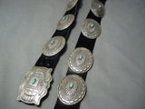 Heavy 500 Gram Vintage Native American Navajo Turquoise Sterling Silver Concho Belt-Nativo Arts
