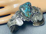 Highly Detailed Vintage Native American Navajo Rare Turquoise Sterling Silver Bracelet-Nativo Arts