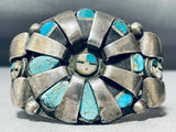 Most Unique Vintage Native American Zuni Turquoise Face Sterling Silver Bracelet-Nativo Arts