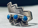 Rare Adjustable Shank Vintage Native American Navajo Lapis Sterling Silver Ring-Nativo Arts