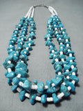 Dynamic Vintage Native American Navajo Turquoise Sterling Silver Necklace Old-Nativo Arts