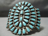 Huge Vintage Native American Navajo Tears Of Joy Turquoise Sterling Silver Bracelet Old-Nativo Arts