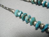 Incredible Vintage Native American Navajo Turquoise Sterling Silver Bead Necklace Old-Nativo Arts