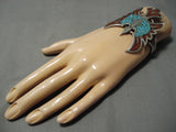 Exceptional Vintage Native American Navajo Inlay Turquoise Sterling Silver Native Old Bracelet-Nativo Arts
