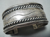 Incredible Vintage Native American Navajo Hand Tooled Sterling Silver Bracelet Old-Nativo Arts