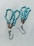 Amazing Vintage Native American Navajo Turquoise Heishi Sterling Silver Earrings-Nativo Arts