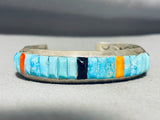 Important Vintage Native American Navajo Ray Adakai Sterling Silver Turquoise Bracelet-Nativo Arts