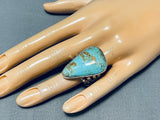 Enormous San Felipe Signed 8 Turquoise Sterling Silver Huge Ring-Nativo Arts