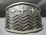Superb Towering Native American Navajo Important Cross Christian Sterling Silver Bracelet-Nativo Arts