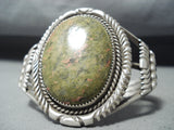 Signed Vintage Native American Navajo Green Turquoise Sterling Silver Bracelet-Nativo Arts